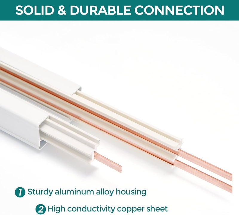 iCreating H Track Lighting Rails Kit - 13ft White Track Light Tracks 3 Wire with Floating Canopy Connector, I and L Connectors for Single Circuit H Type LED Tracks Lighting Heads Fixtures - Image 4